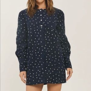 Something Navy Elsie Floral Long Sleeve Corduroy Mini Dress SZ L